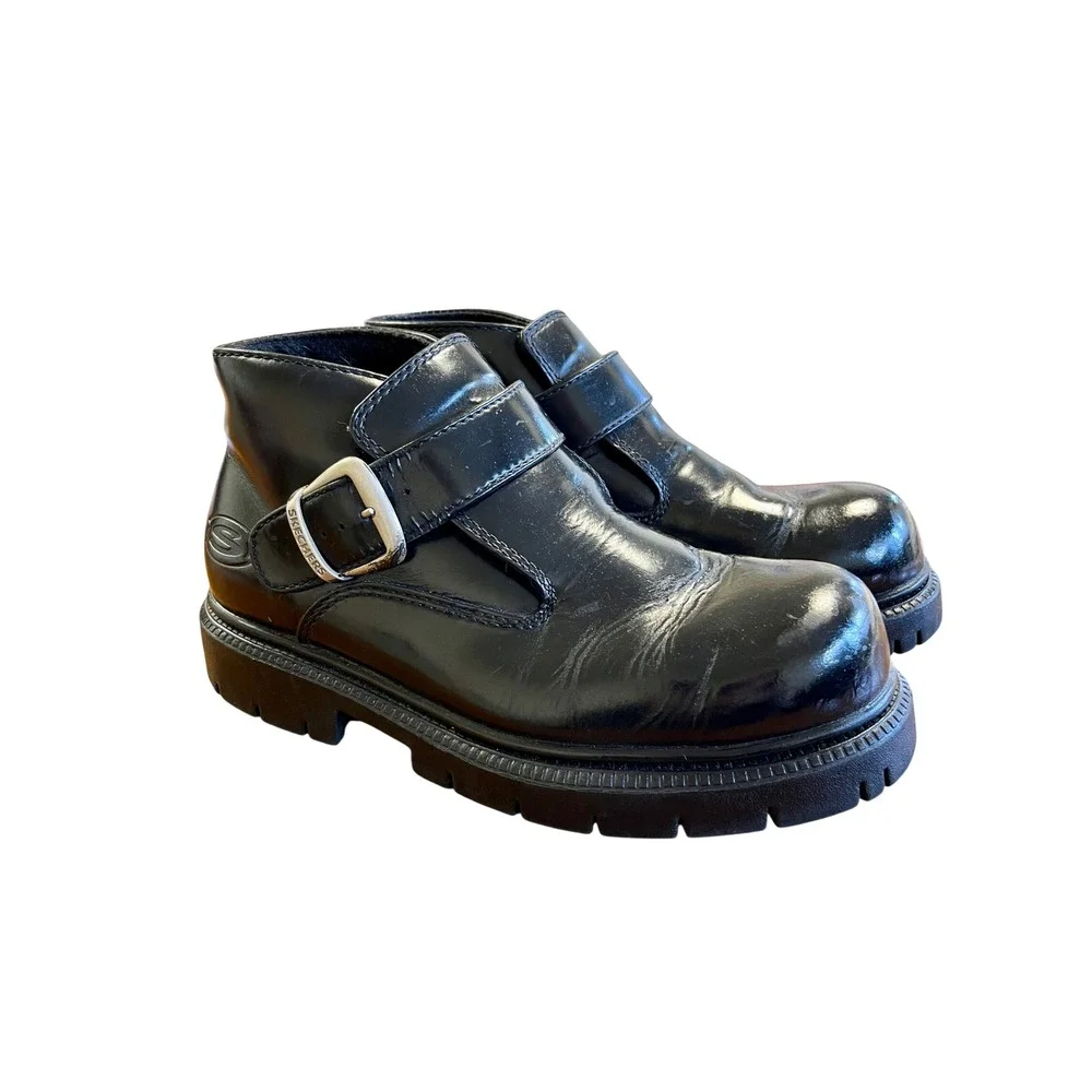 Vintage 90s Y2K Chunky Sole Monk Strap SKECHERS Shoes Boot Grunge Goth Cyberpunk